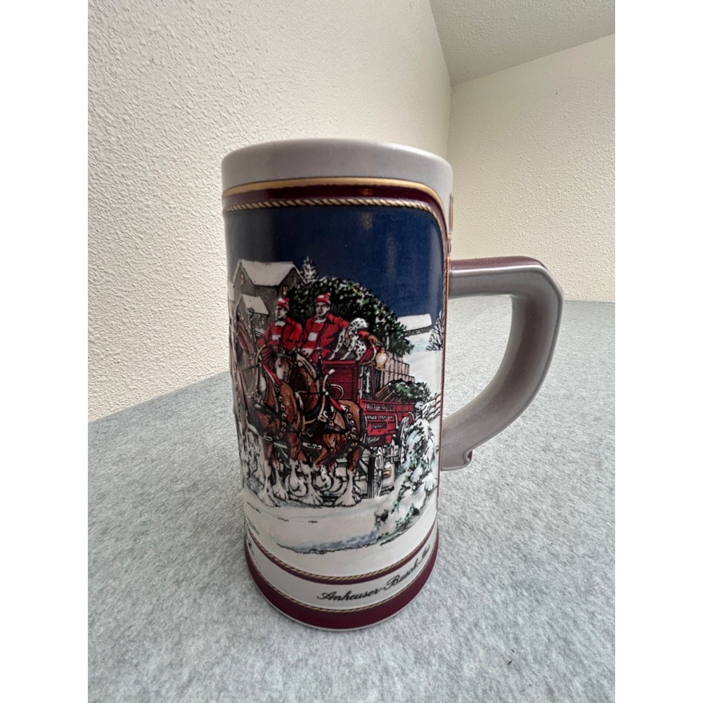 1989 Budweiser Holiday Stein Clydesdales Winter Evening Ceramarte CS113